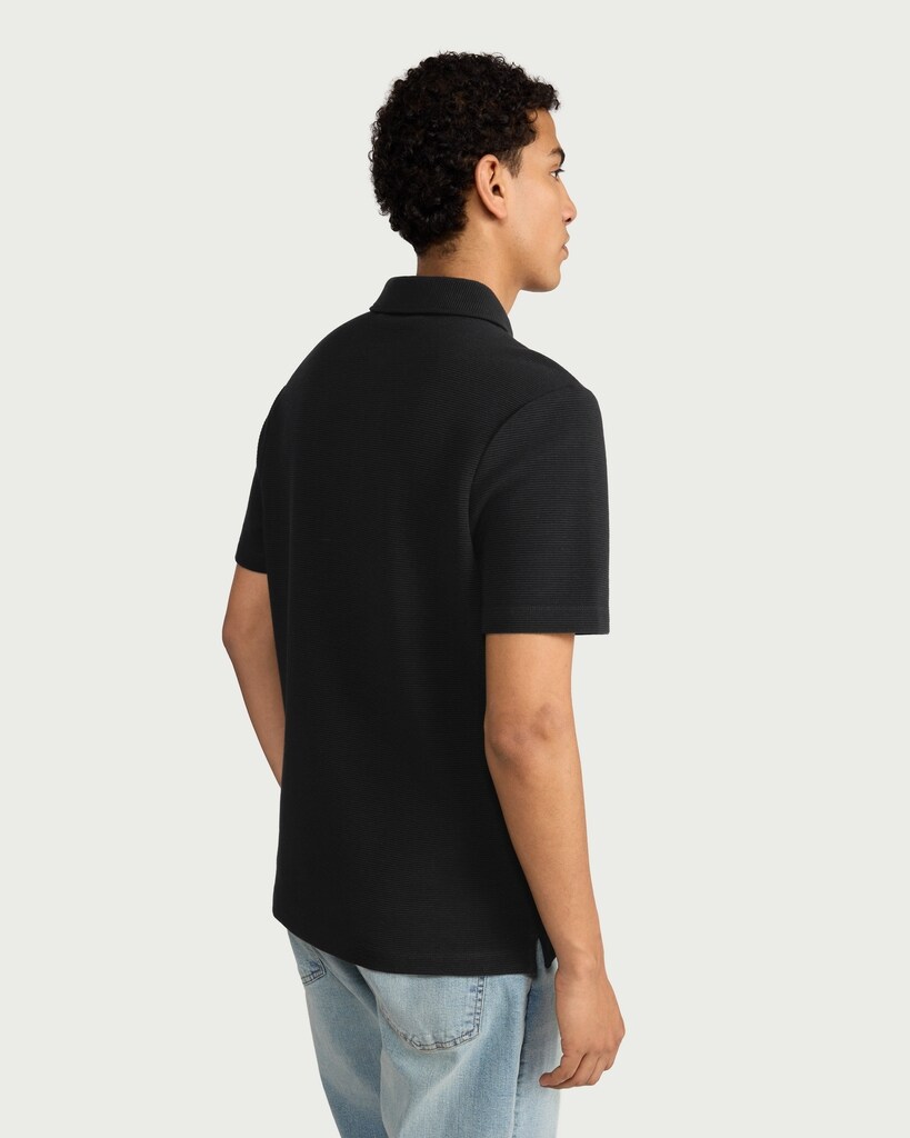 F&F Cotton Rich Textured Short Sleeved Polo Shirt in Black thumbnail 3