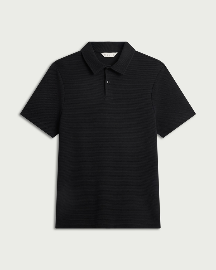 F&F Cotton Rich Textured Short Sleeved Polo Shirt in Black thumbnail 4