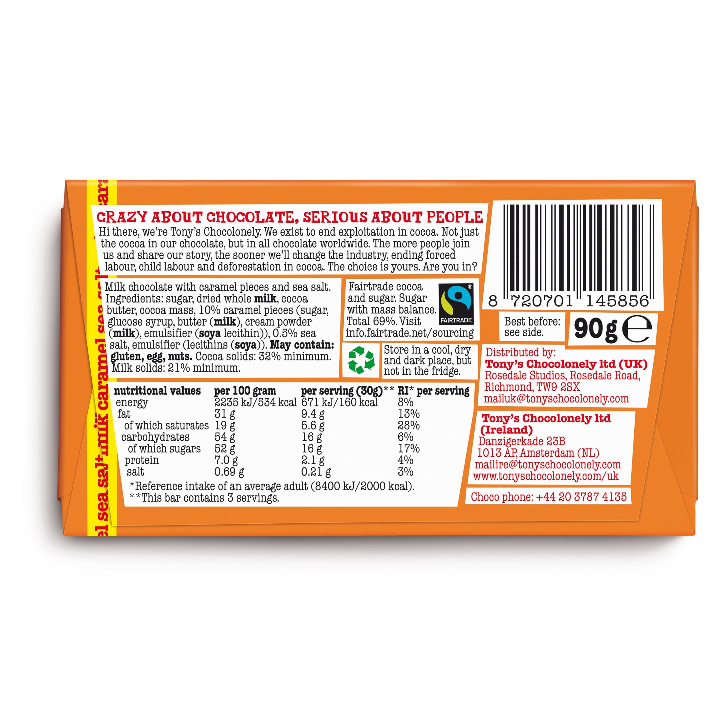 Tony's Chocolonely Milk chocolate caramel sea salt 90g thumbnail 2