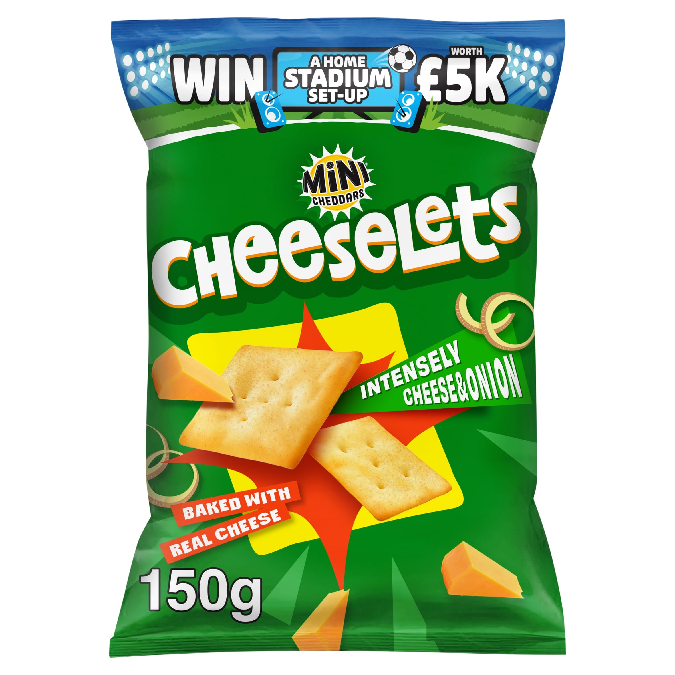 Mini Cheddars Cheeselets Cheese & Onion Baked Snacks 150g