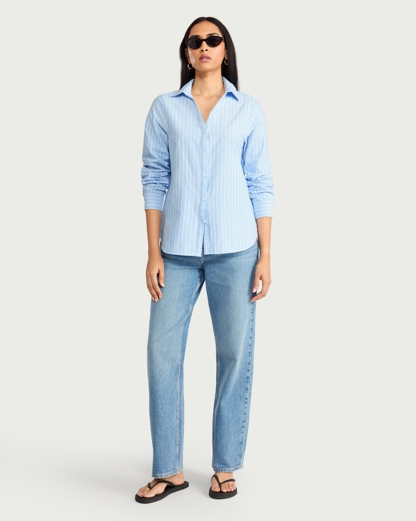 F&F Pure Cotton Striped Shirt in Multi Blue thumbnail 2