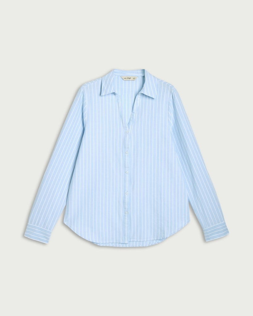 F&F Pure Cotton Striped Shirt in Multi Blue thumbnail 4