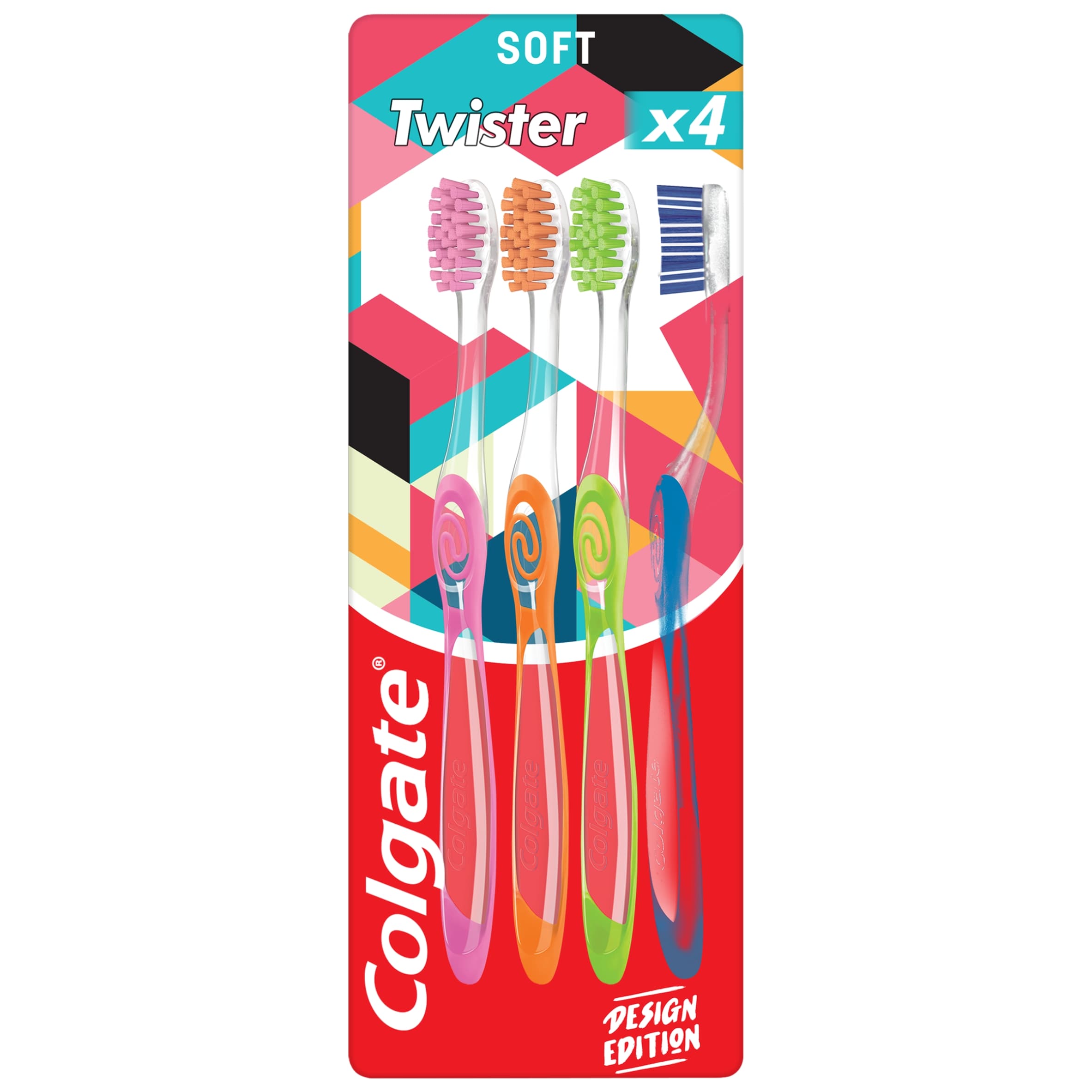 Colgate Twister Design Edition Soft Manual Toothbrush 4 Pack