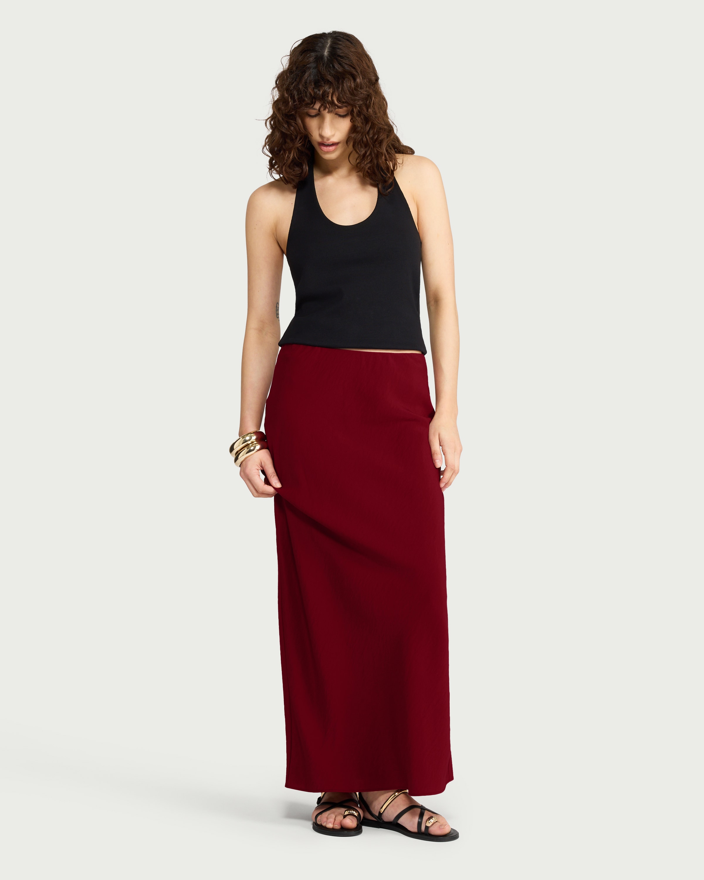 F&F Woven Midi Skirt in Red