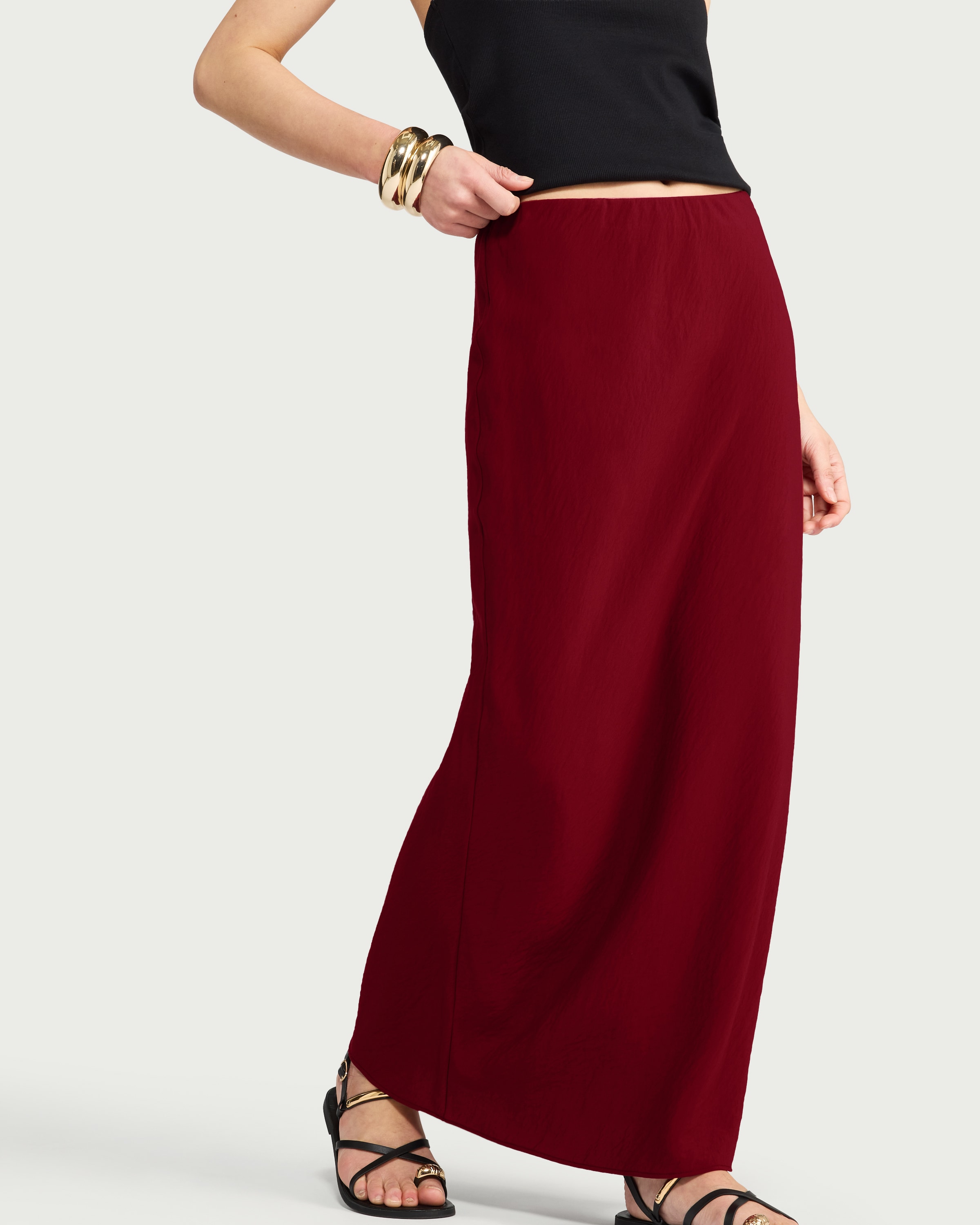 F&F Woven Midi Skirt in Red thumbnail 2