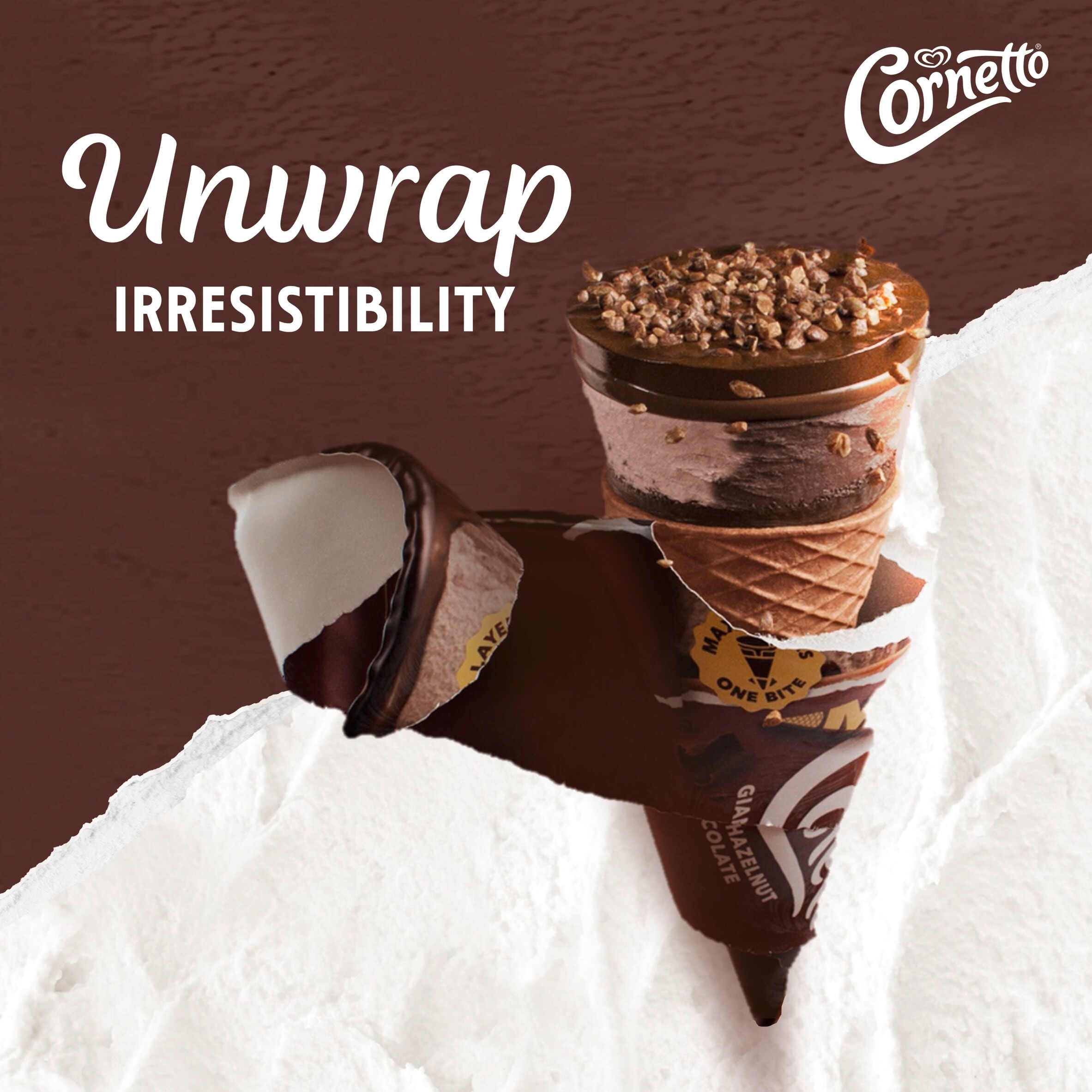 Cornetto MAX Hazelnut & Chocolate Ice Cream Cones 4 x 90ml thumbnail 5