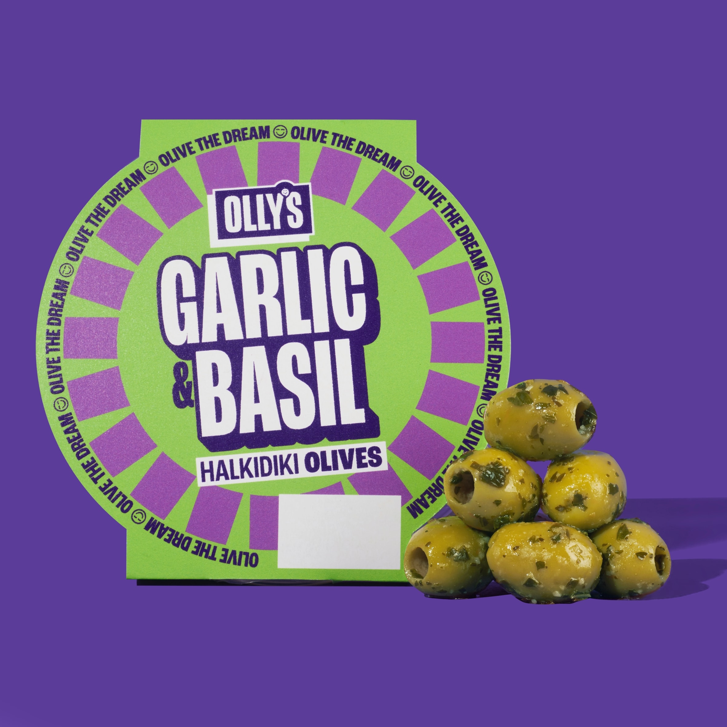 Olly's Garlic & Basil Halkidiki Olives 200g thumbnail 2