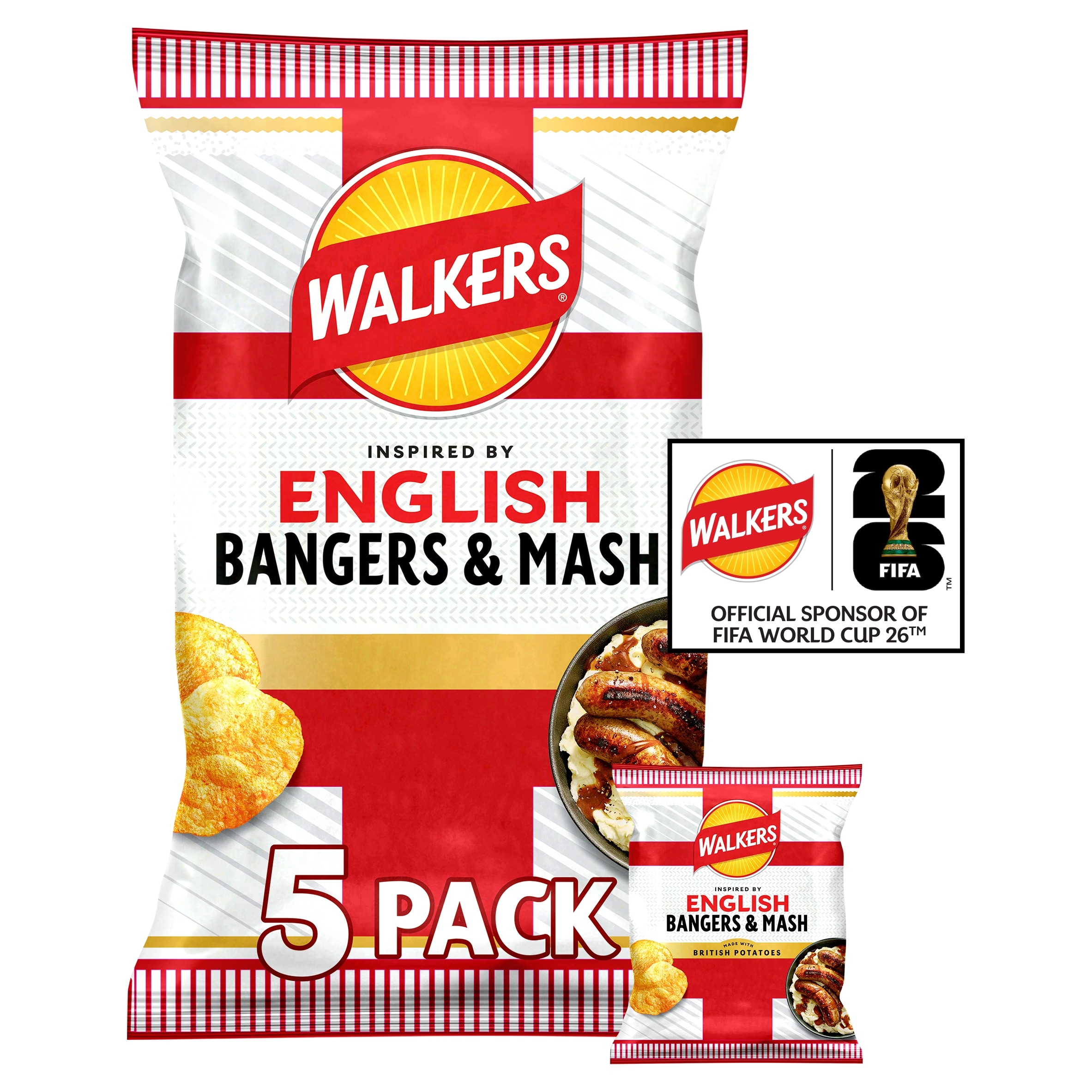 Walkers English Bangers & Mash Crisps 5x25g
