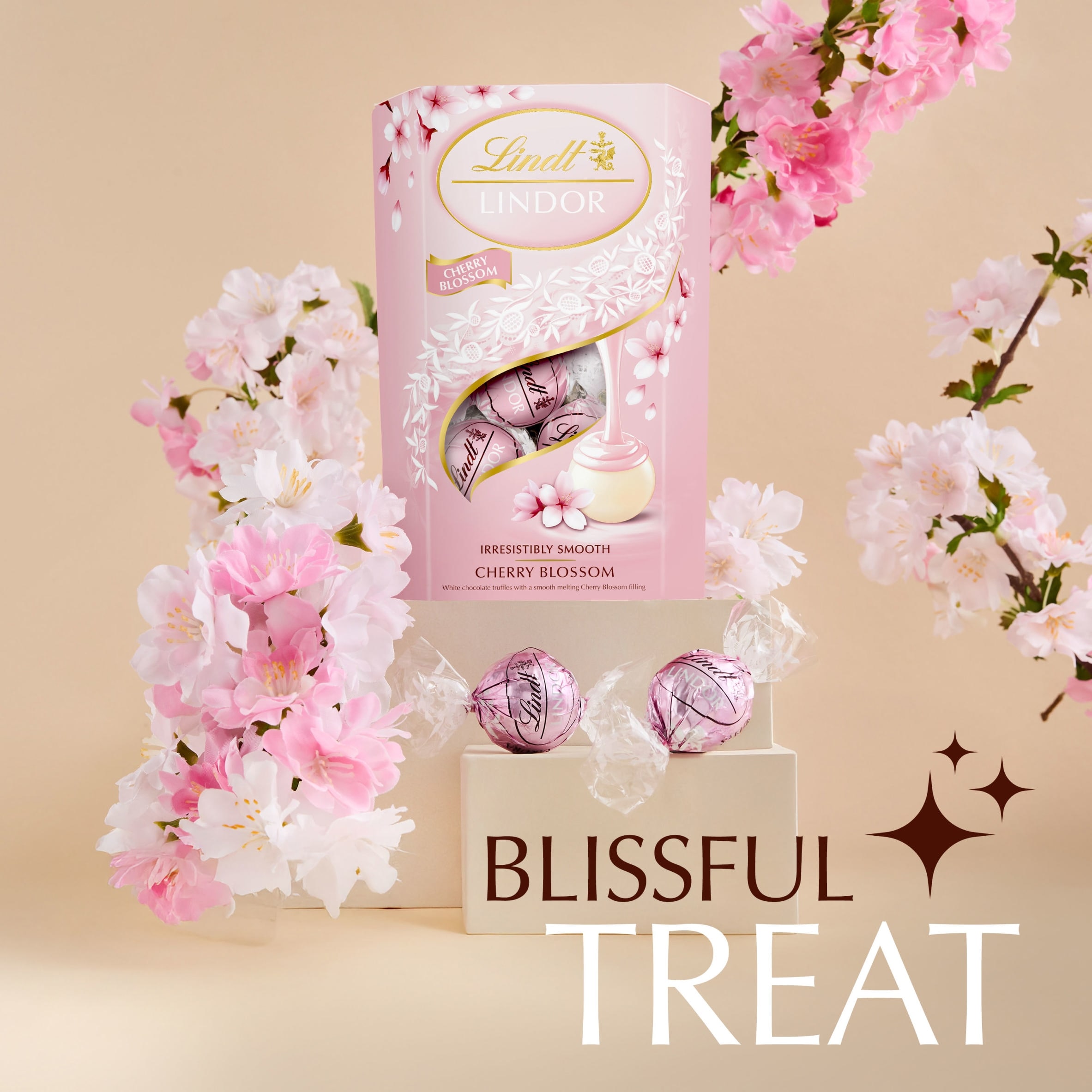 LINDOR Lindt Cherry Blossom White Chocolate Truffle Box 200g thumbnail 3