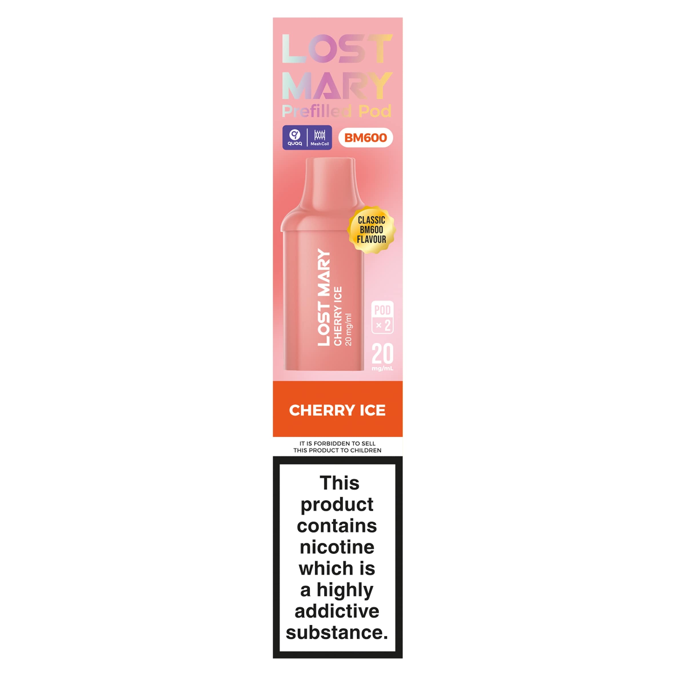 LOST MARY BM600 PREFILLED POD CHERRY ICE 20MG 2 PODS