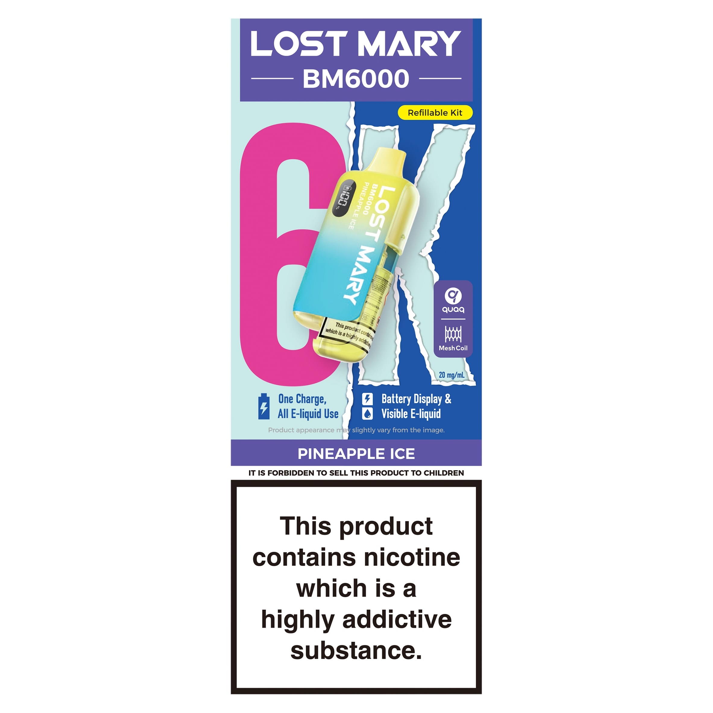 LOST MARY BM6000 Refillable Pod Kit Pineapple Ice 20mg/ml