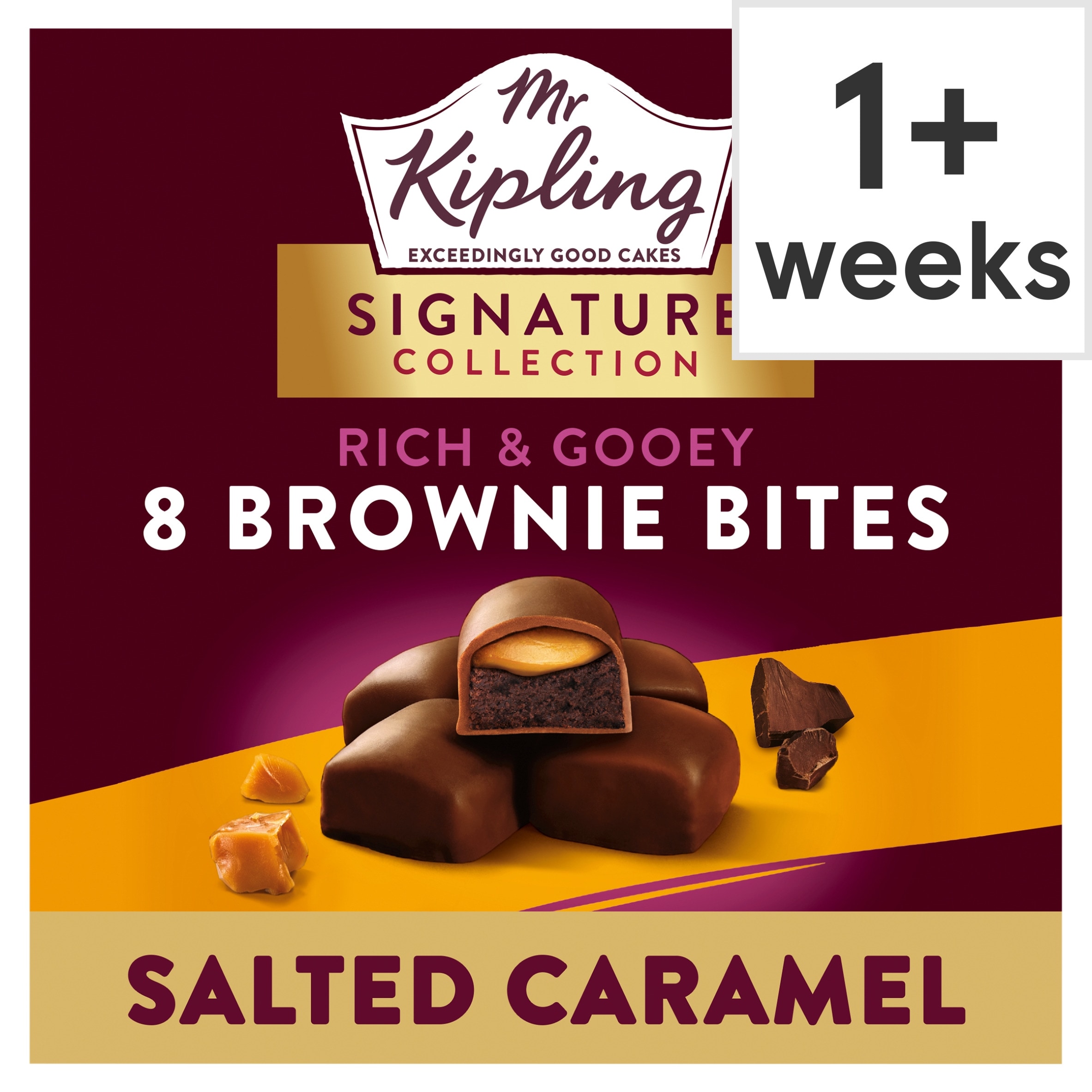 Mr Kipling Signature collection 8 Rich & Gooey salted caramel Brownie Bites