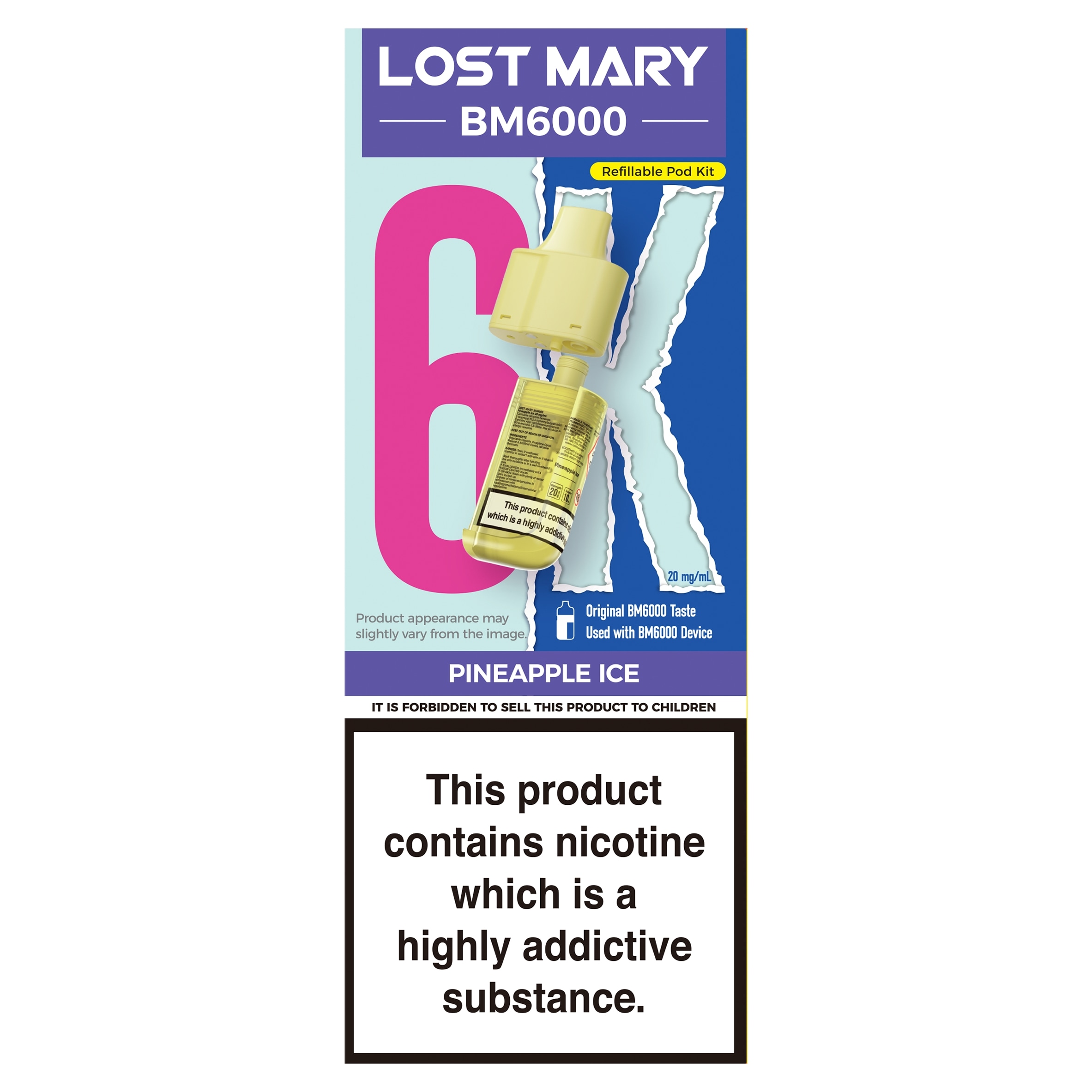 LOST MARY BM6000 Refillable Pod Pineapple Ice 20mg/ml