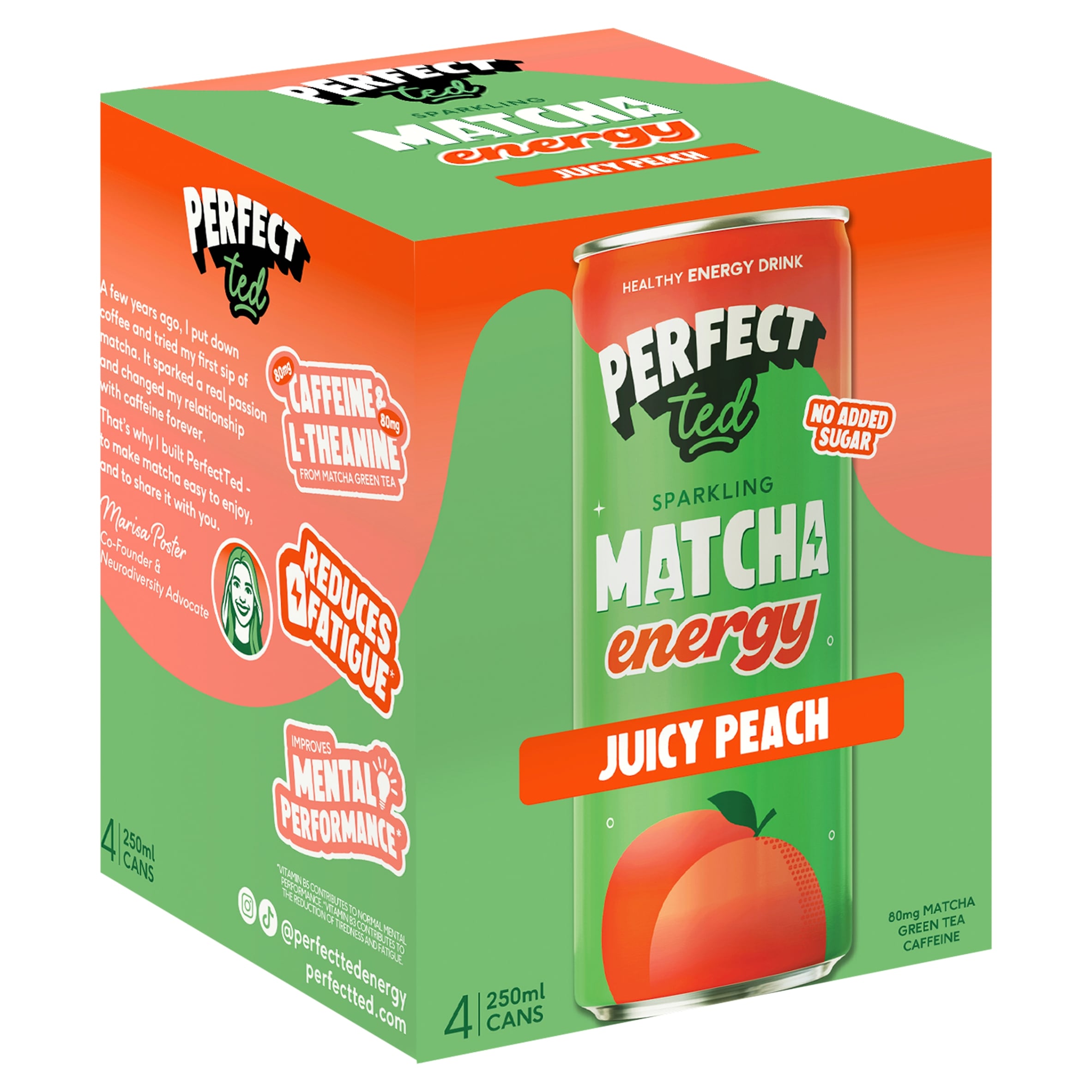 PerfectTed Matcha Energy Juicy Peach 4x250ml