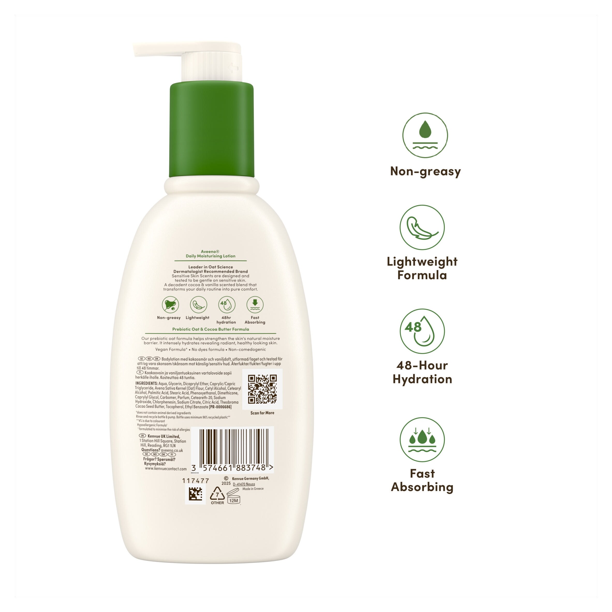 Aveeno 300ml Prebiotic Oat + Cocco Butter Daily Moisturising Lotion thumbnail 3