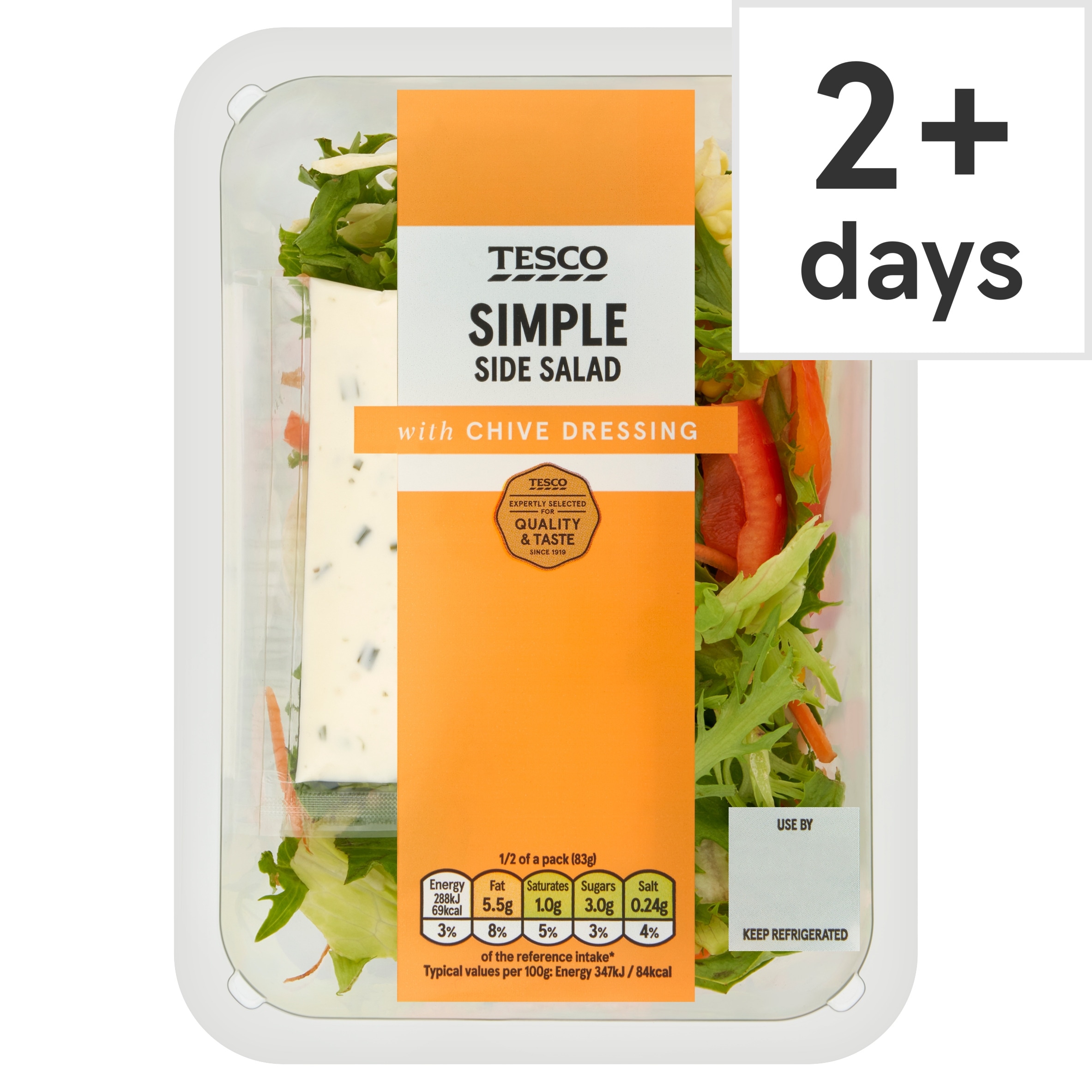 Tesco Simple Side Salad With Chive Dressing 165g