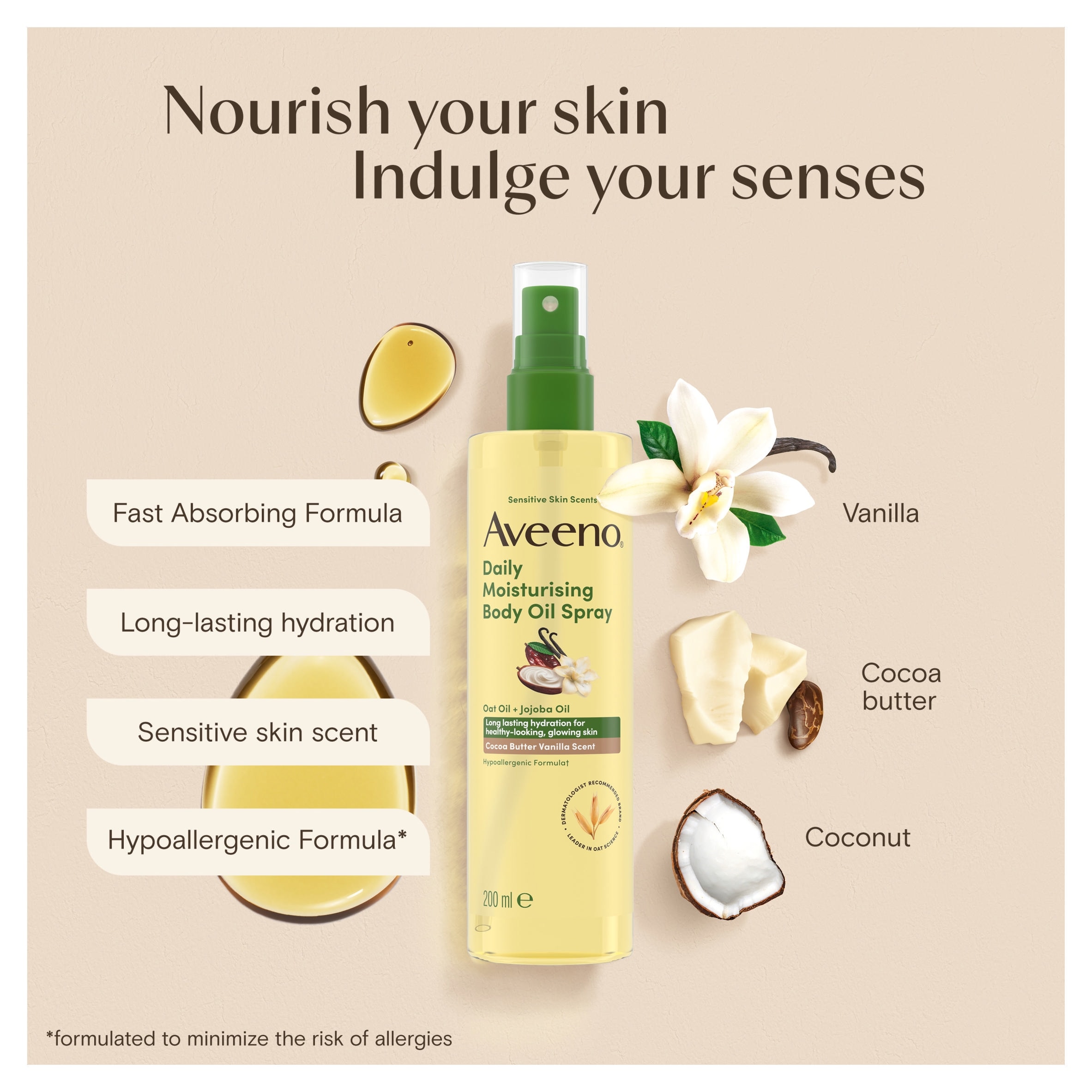 Aveeno 200ml Oat + Jojoba Oil Daily Moisturising Body Oil Spray thumbnail 5