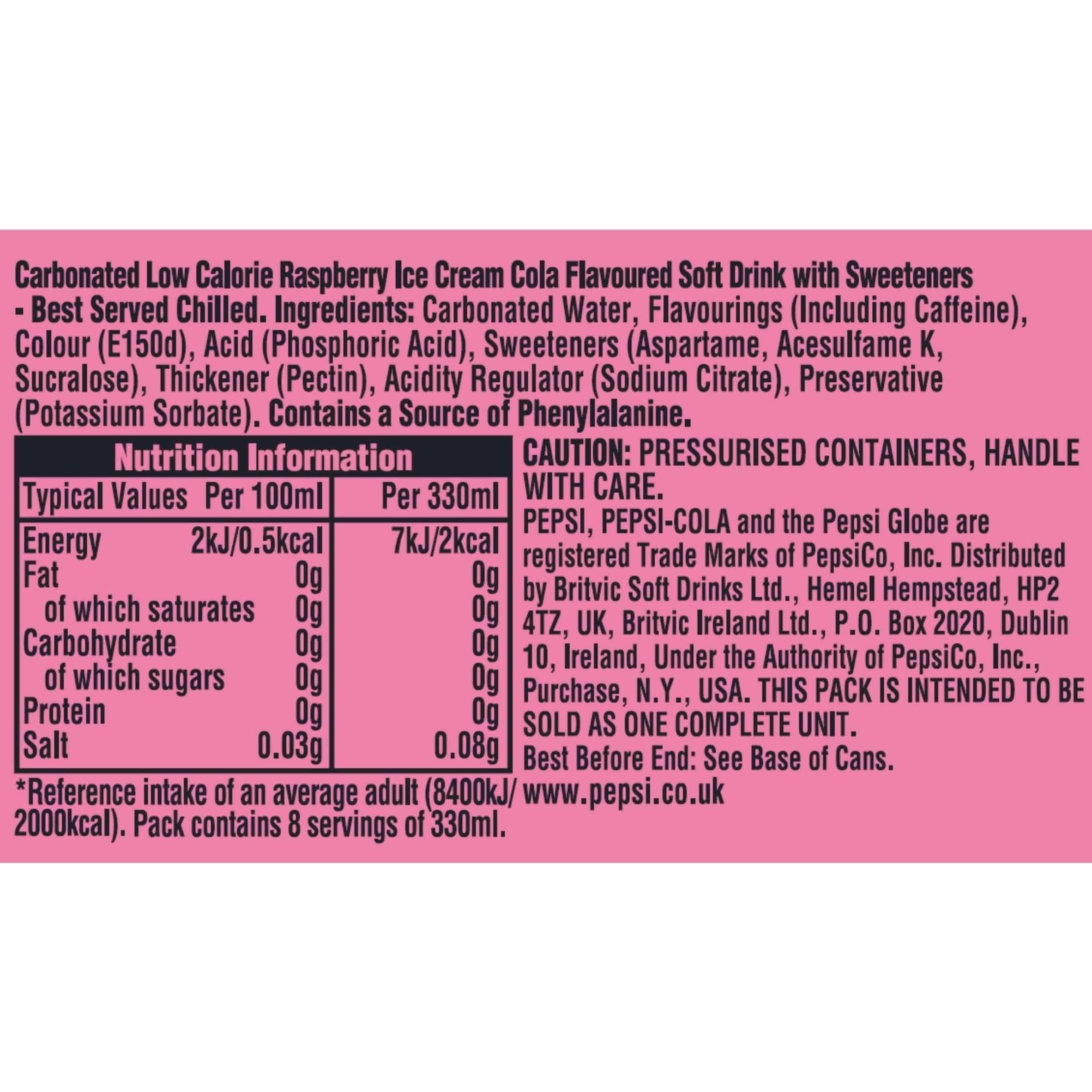 Pepsi Raspberry Ripple Flavour 8 x 330ml thumbnail 5