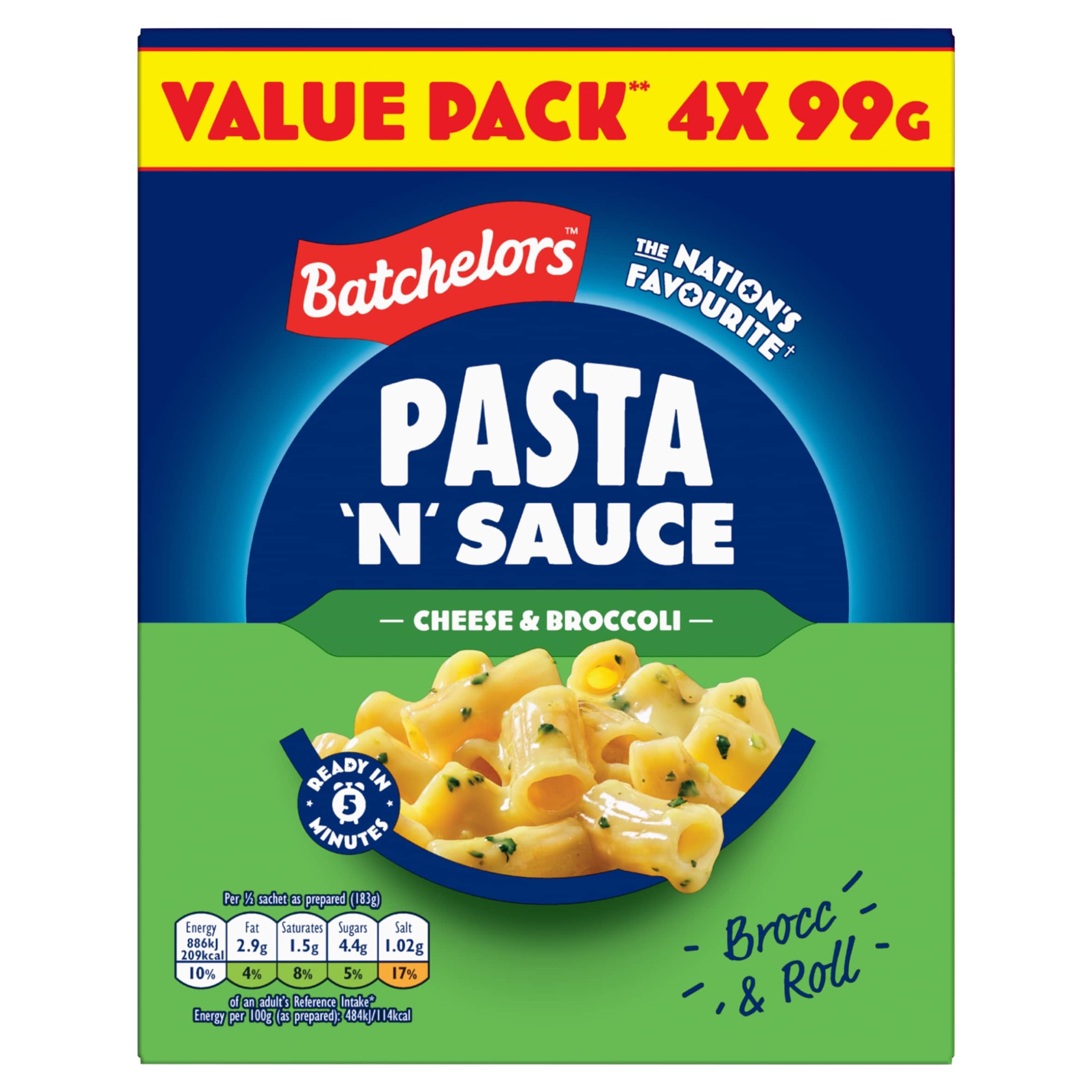Batchelors Pasta 'n' Sauce Cheese & Broccoli Pasta 4 x 99g