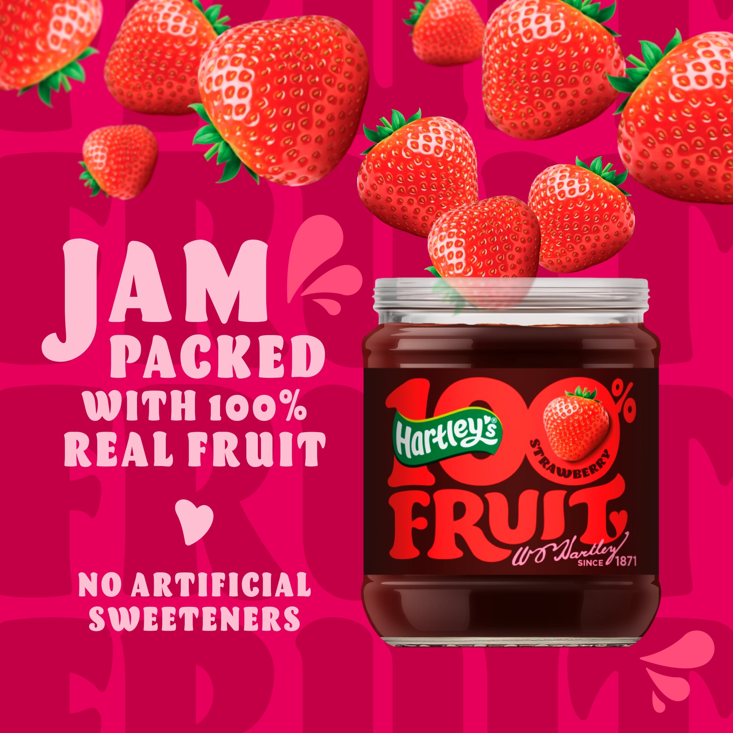 Hartley's 100% Fruit Strawberry Spread 190g thumbnail 2
