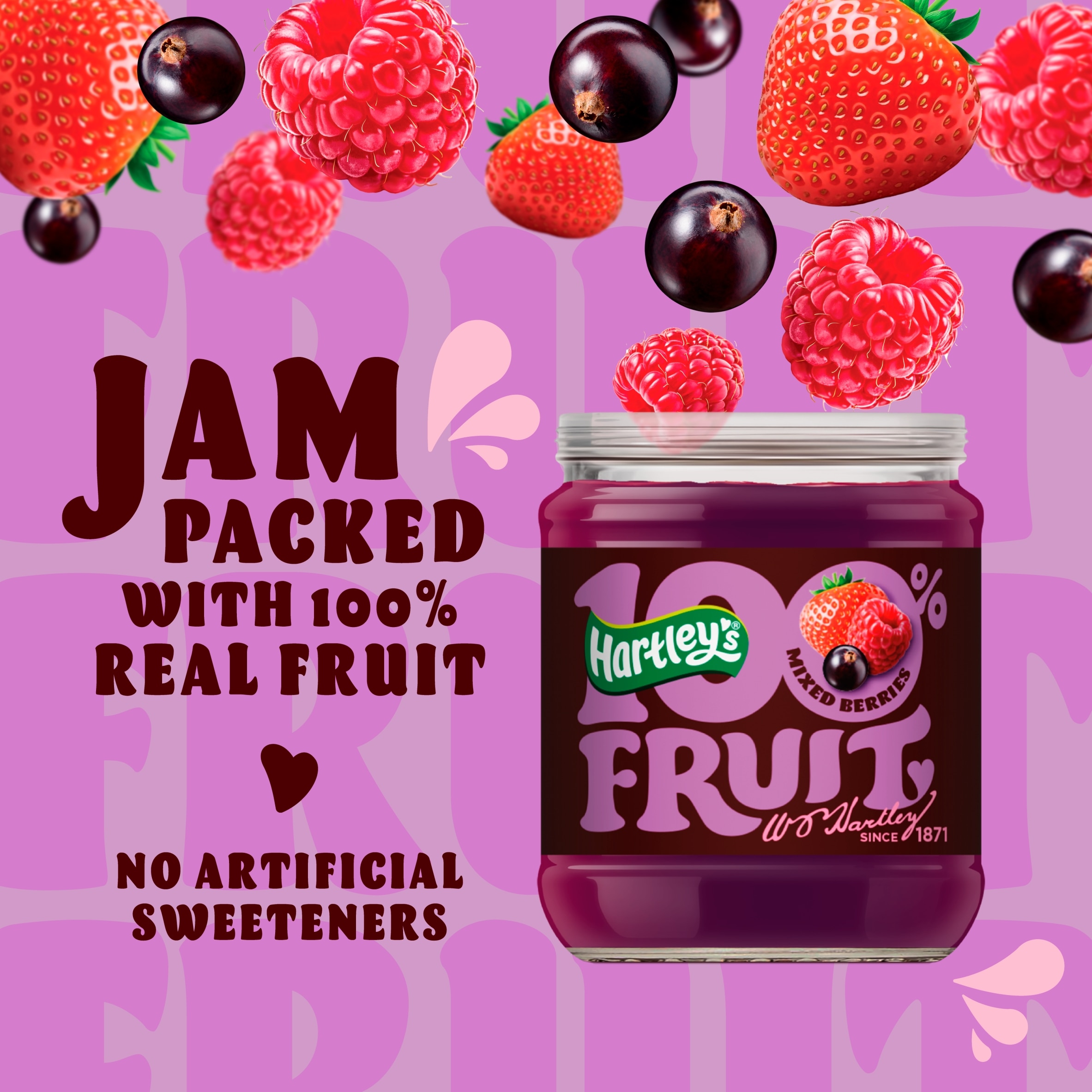 Hartley's 100% Fruit Mixed Berry Fruit Spread 190g thumbnail 2