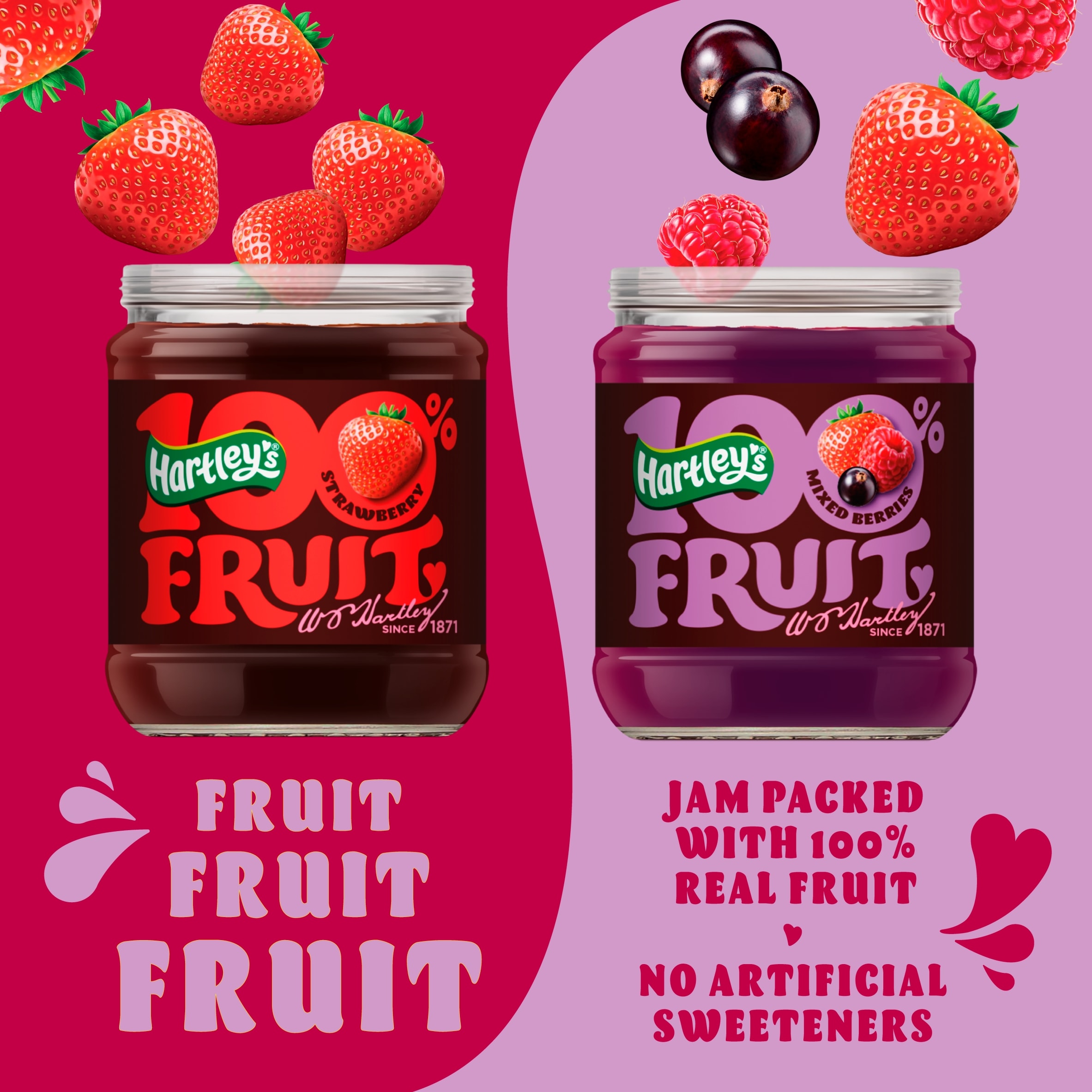 Hartley's 100% Fruit Mixed Berry Fruit Spread 190g thumbnail 3