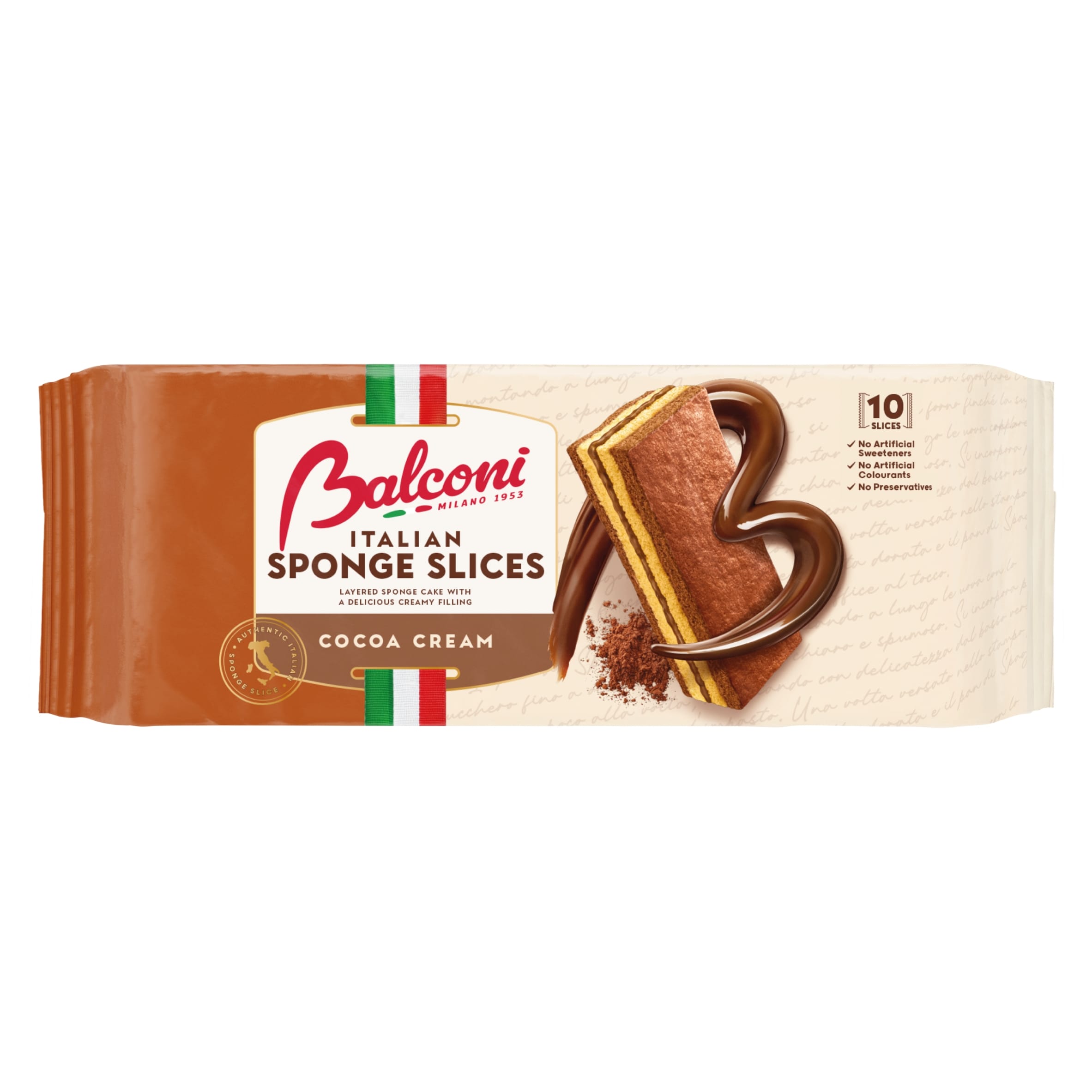 Balconi Italian Sponge Slices Cocoa Cream 10 x 28g