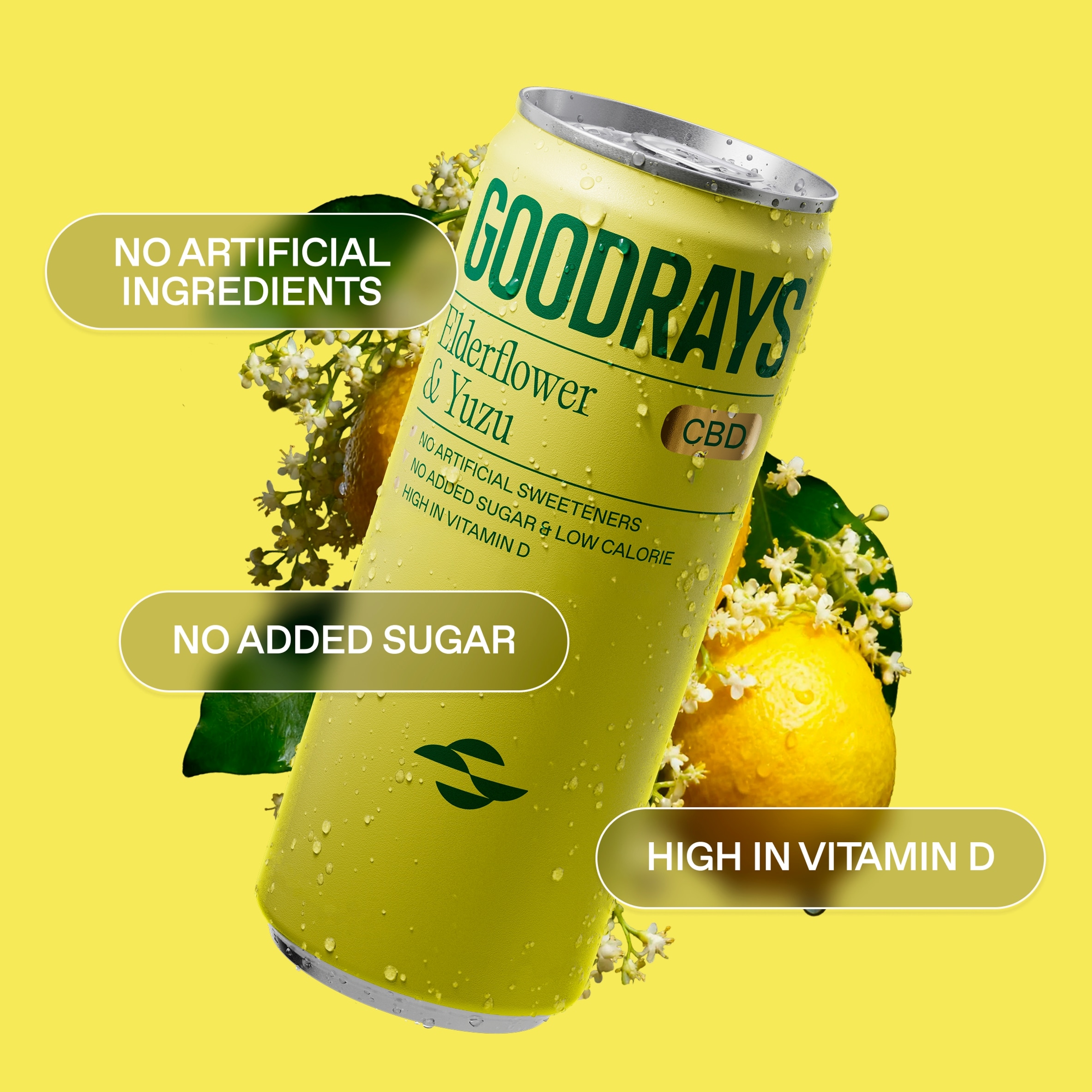 Goodrays CBD Elderflower & Yuzu Drink 4 x 330ml thumbnail 2