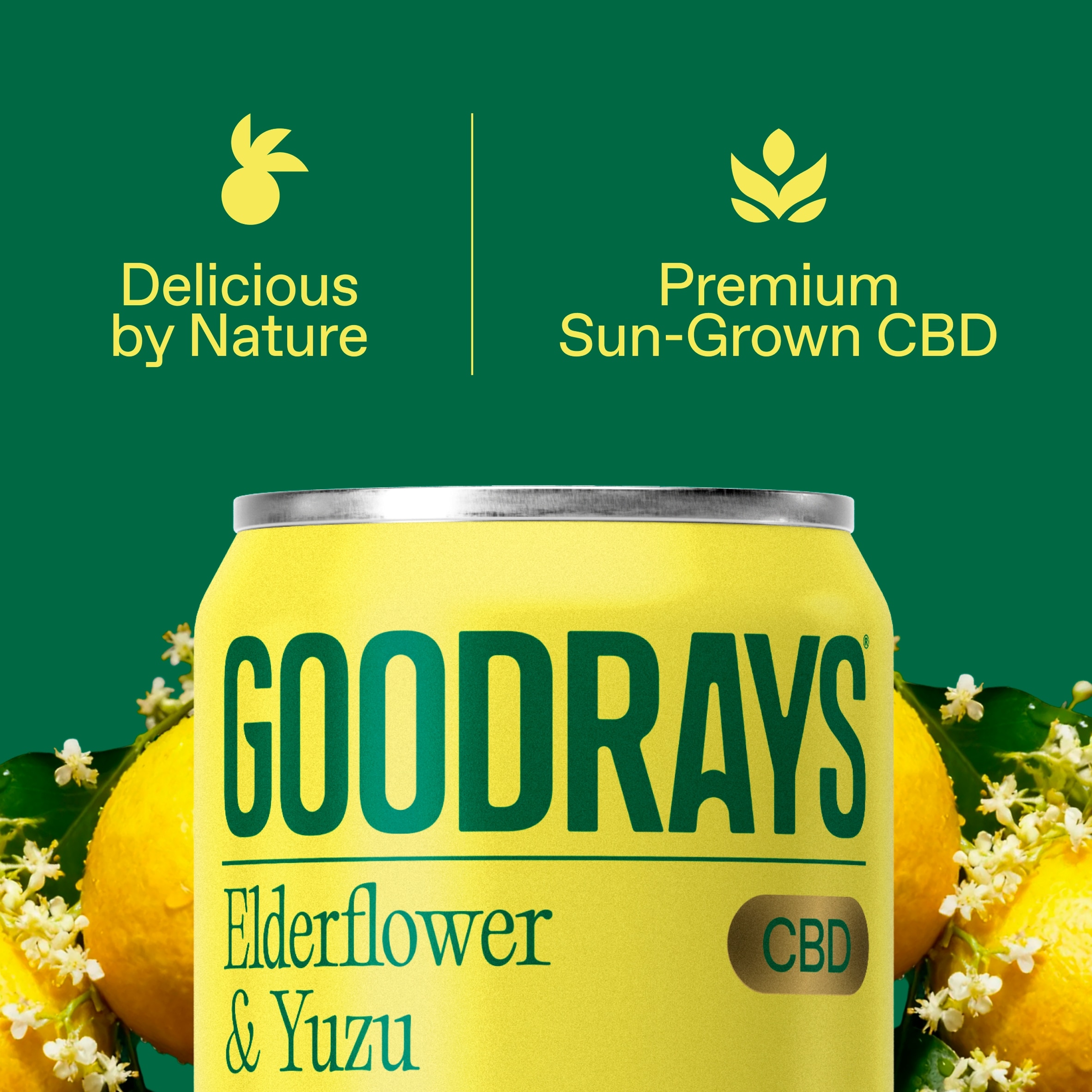Goodrays CBD Elderflower & Yuzu Drink 4 x 330ml thumbnail 3