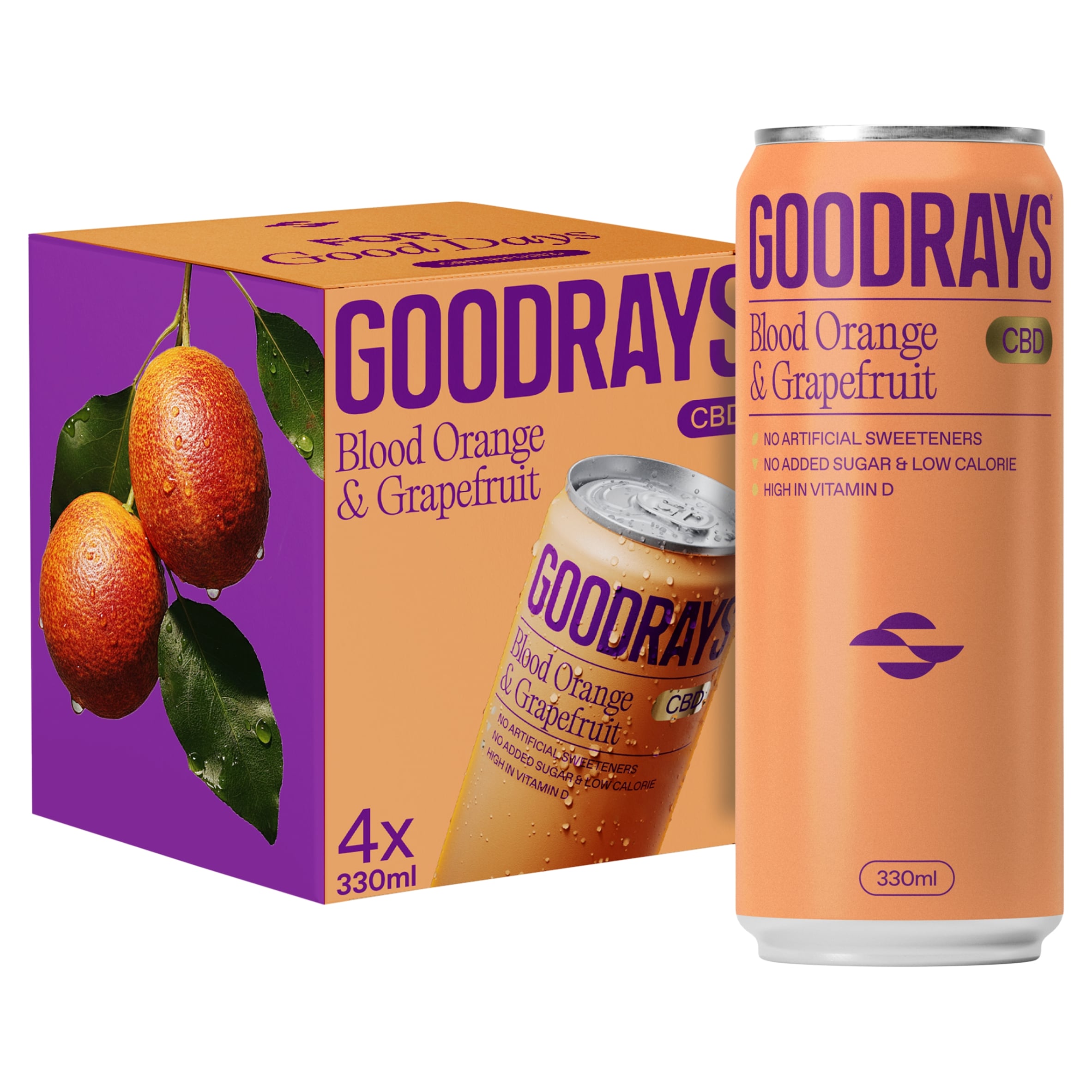 Goodrays CBD Blood Orange & Grapefruit Drink 4 x 330ml