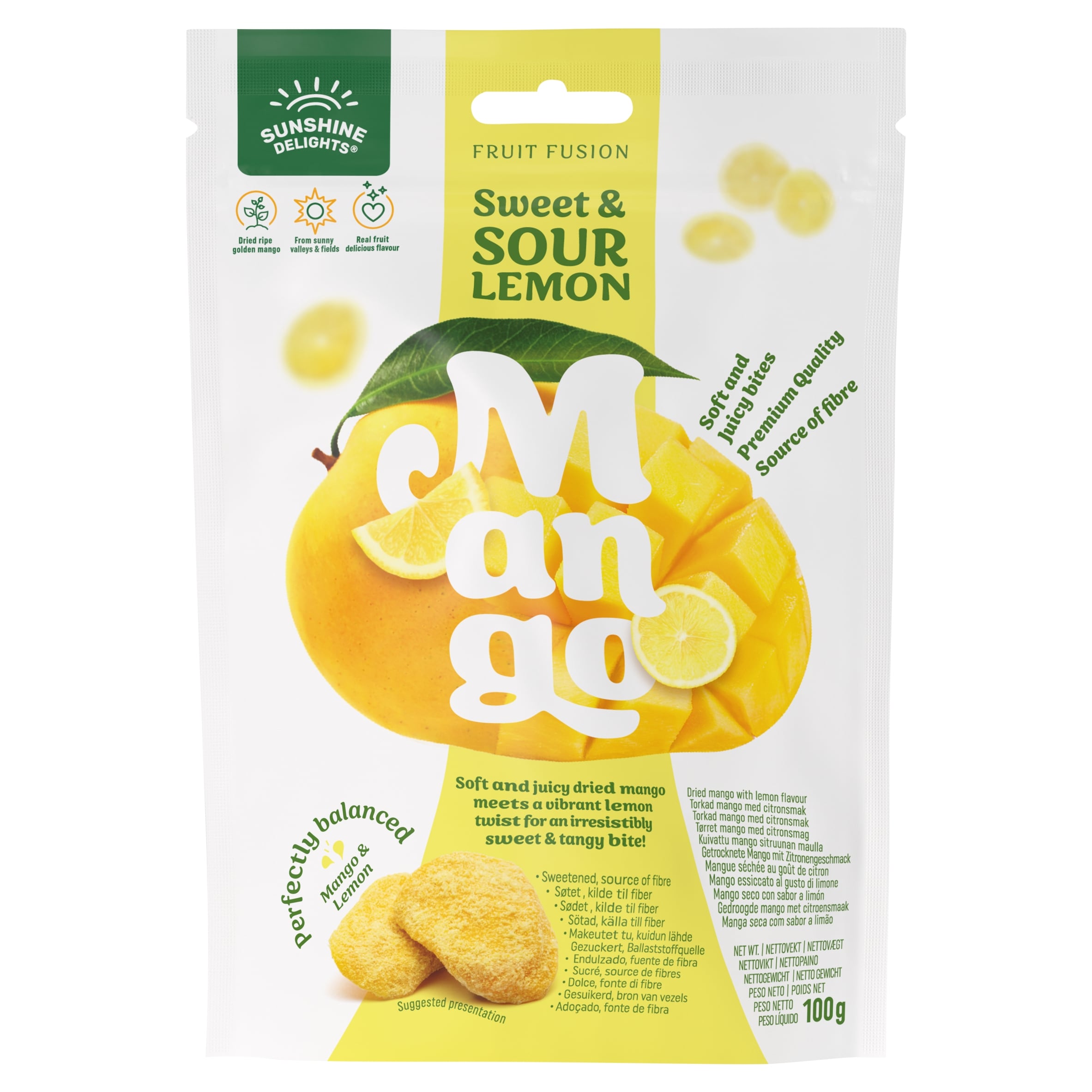 Sunshine Delights Fruit Fusion Sweet & Sour Lemon Dried Mango 100g