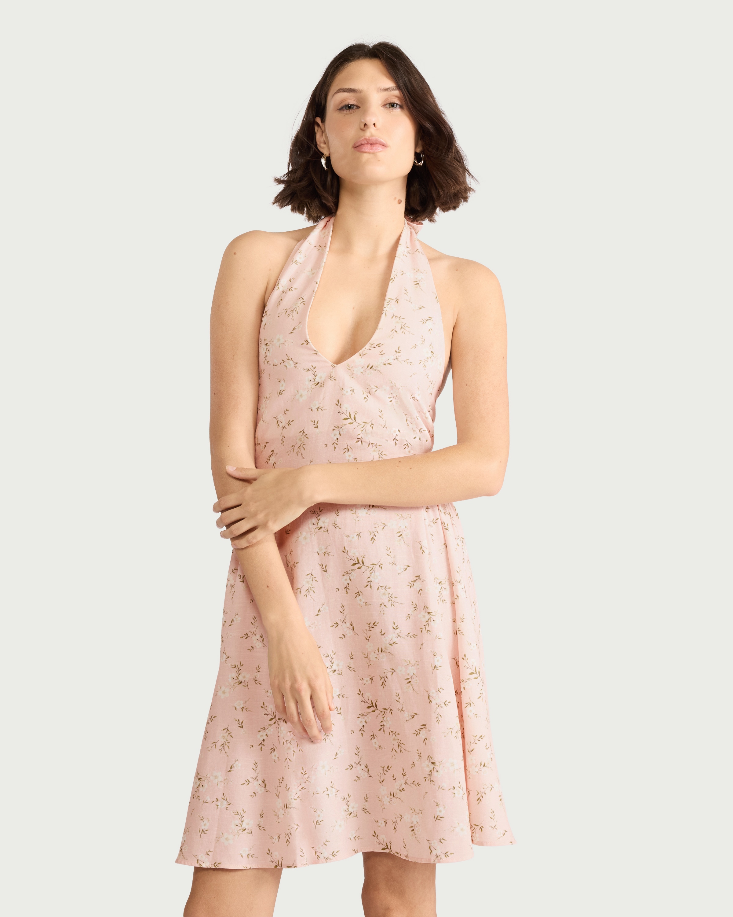 F&F Halterneck Mini Dress in Multi Pink
