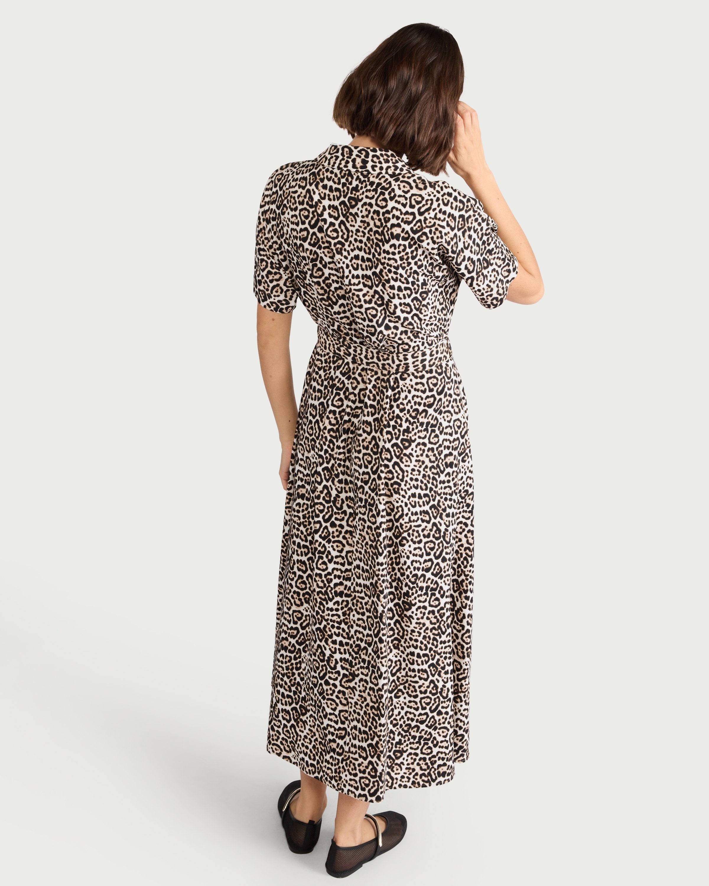 F&F Leopard Print Collared Midi Dress in Multi Brown thumbnail 3