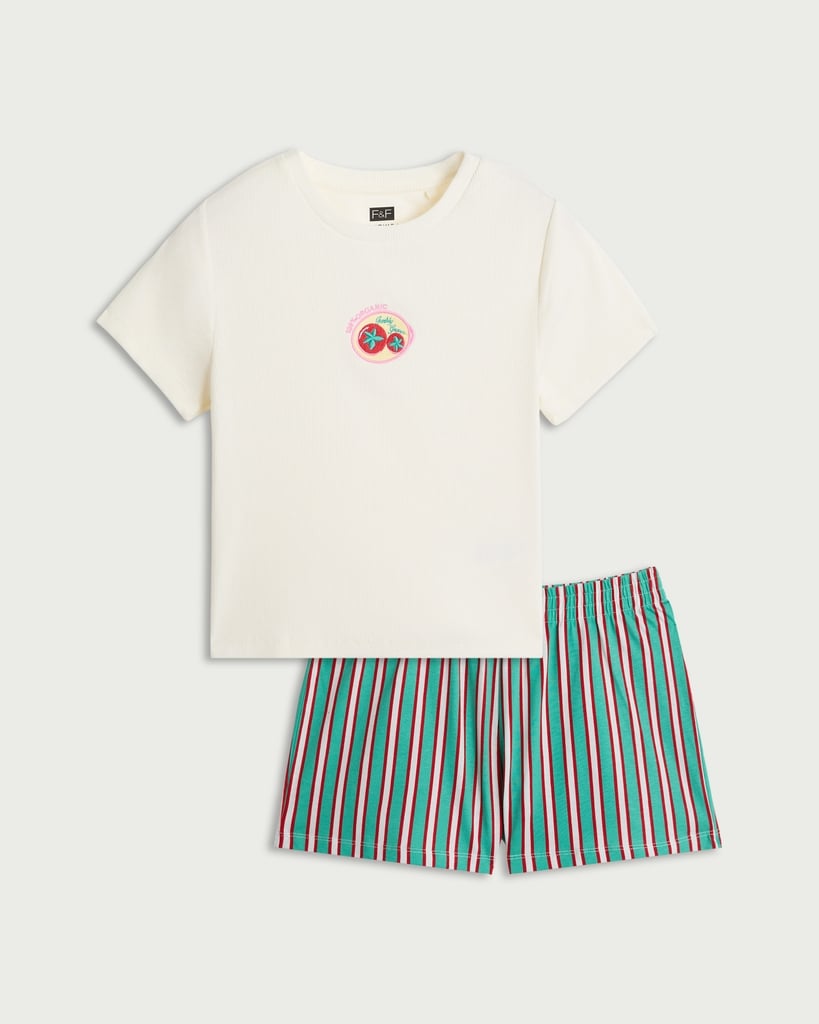 F&F 2-Piece Cotton Rich Striped Pyjama Set in Multi thumbnail 4