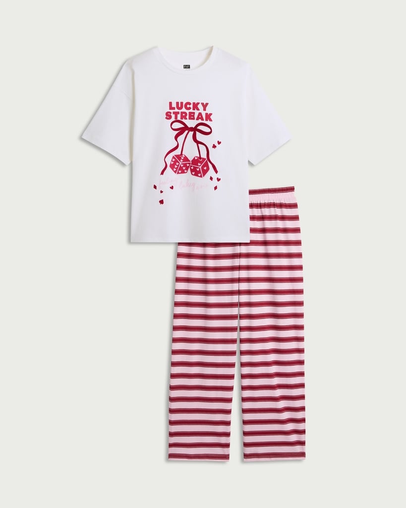 F&F 2-Piece Pure Cotton Lucky Streak Pyjama Set in Multi thumbnail 4