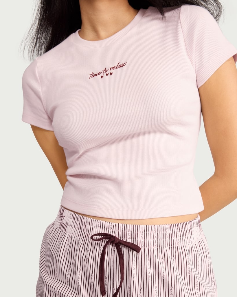 F&F 2-Piece Cotton Rich Striped Pyjama Set in Multi Pink