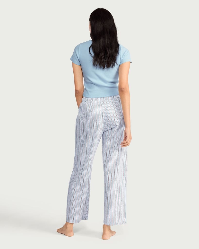F&F 2-Piece Cotton Rich Striped Pyjama Set in Multi Blue thumbnail 3