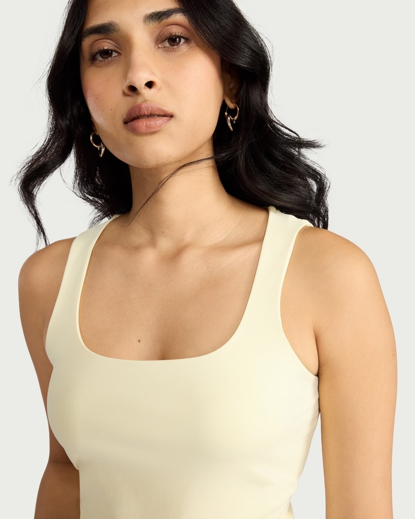 F&F Polyamide Scoop Neck Vest in Yellow