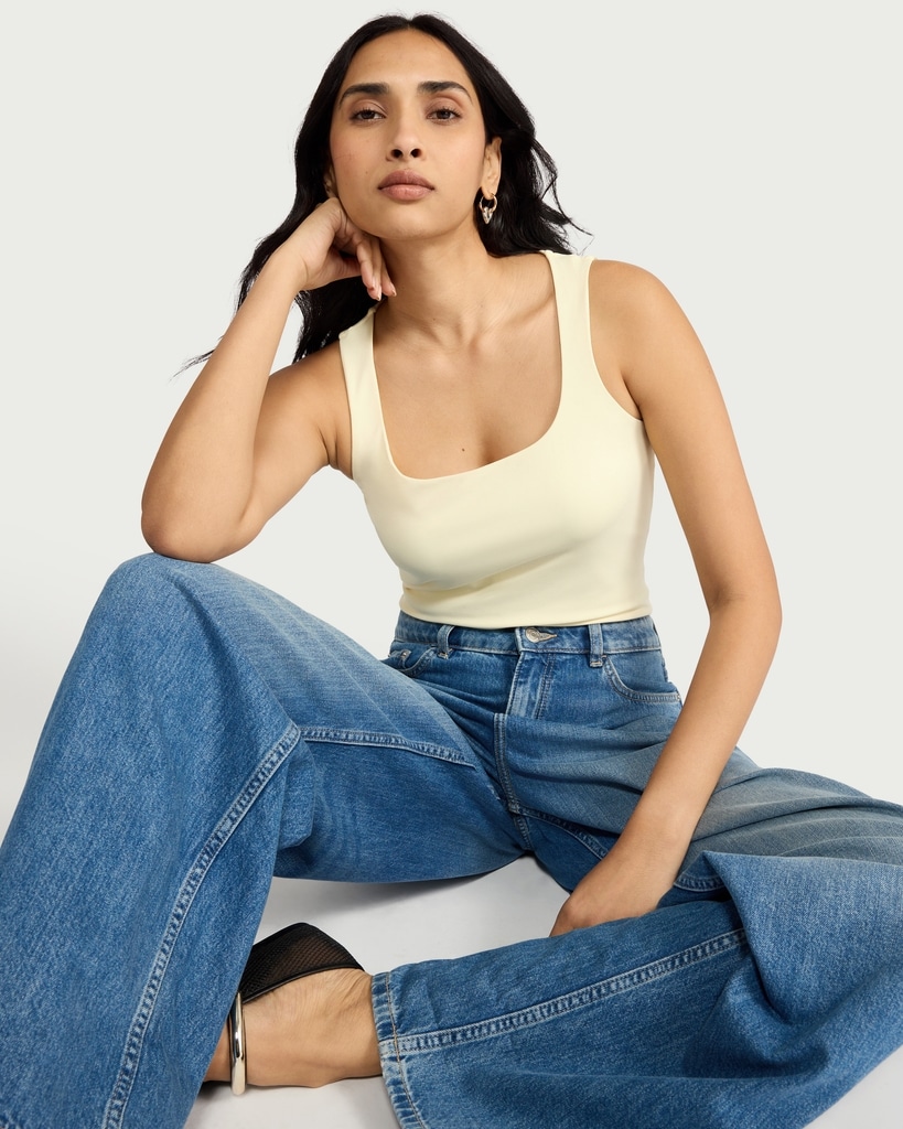 F&F Polyamide Scoop Neck Vest in Yellow thumbnail 2