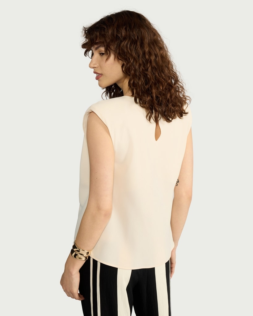 F&F Sleeveless Shoulder Pad Top in Cream thumbnail 3