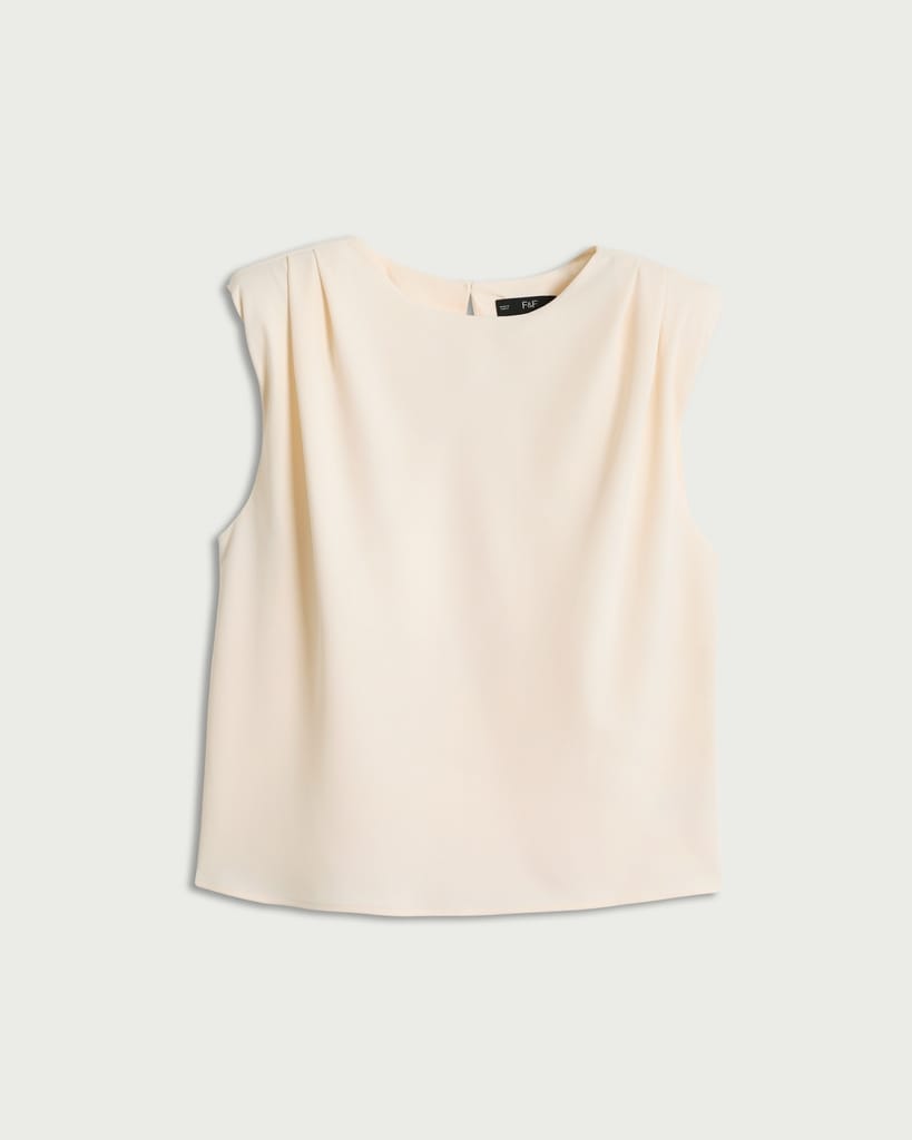 F&F Sleeveless Shoulder Pad Top in Cream thumbnail 4